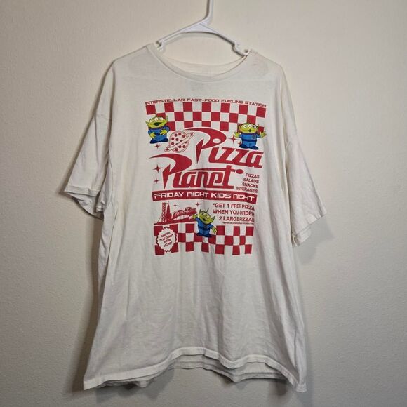 Men's Unisex White Disney Pixar Toy Story Pizza Planet Alien Plus Size Shirt 2X - Picture 1 of 5